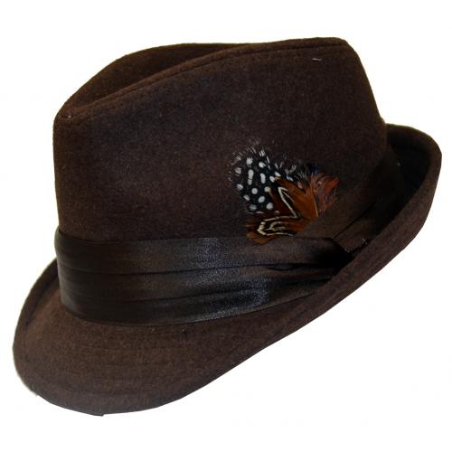 Bruno Capelo Dark Brown Wool Blend Fedora Dress Hat FD-210